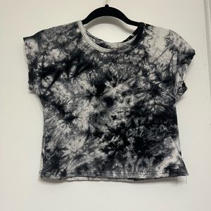 Black and White Tie Dye Crop Top
